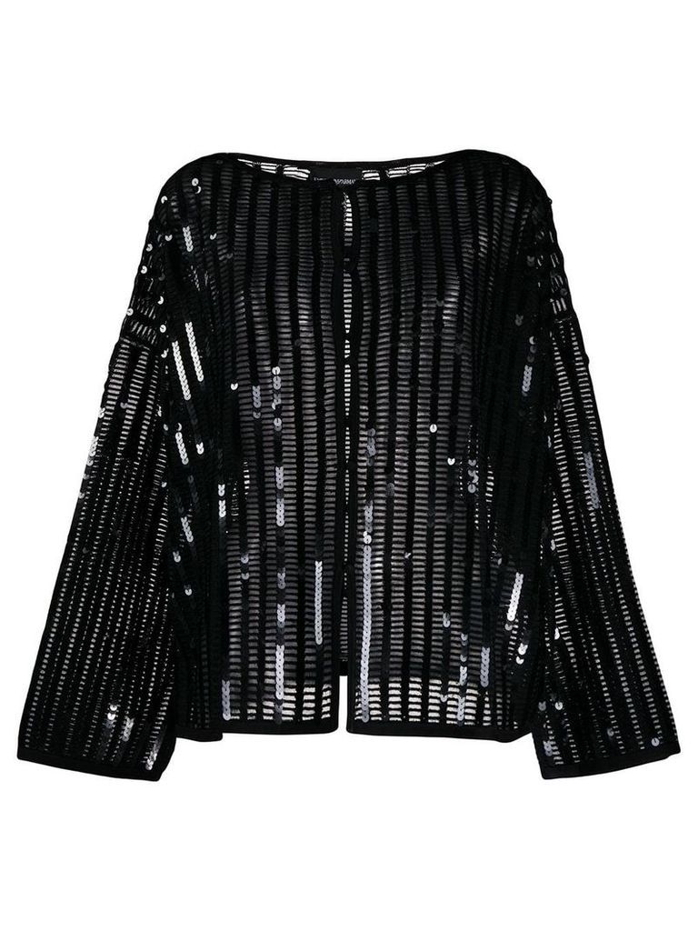 Emporio Armani sequin embroidered cardigan - Black