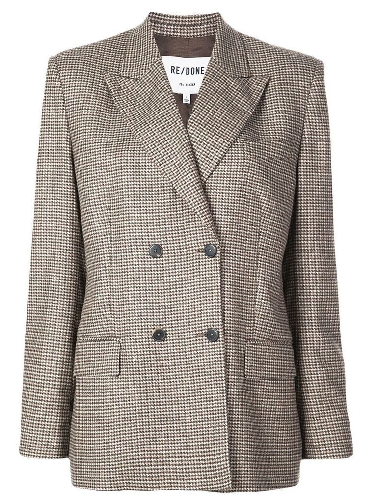 RE/DONE double-breasted houndstooth blazer - Brown