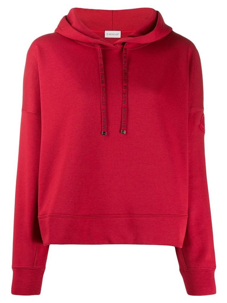 Moncler logo drawstrings hoodie - Red