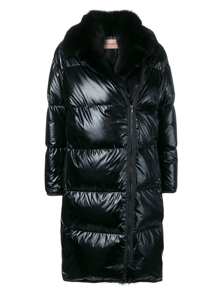 Yves Salomon fur-trimmed puffer coat - Black