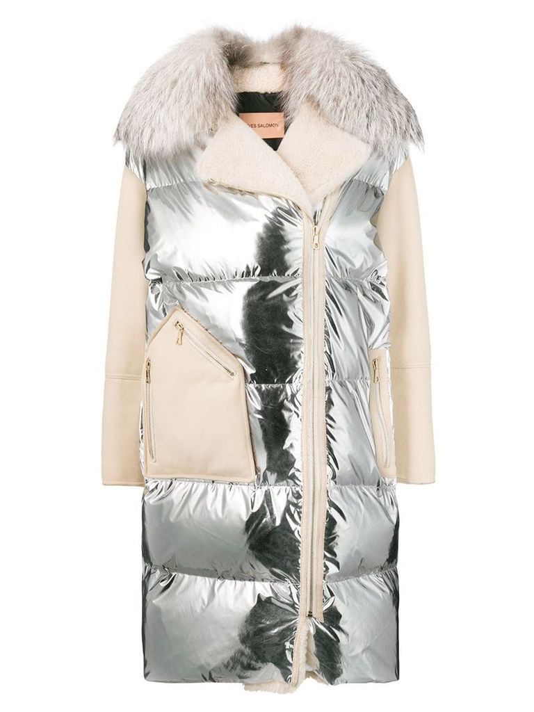 Yves Salomon padded zip-up coat - White