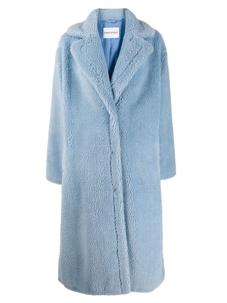 Stand faux shearling coat - Blue