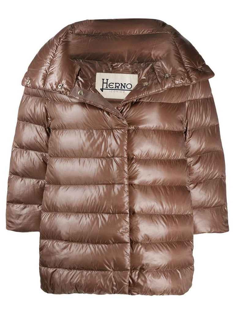 Herno 3/4 sleeve puffer jacket - Brown