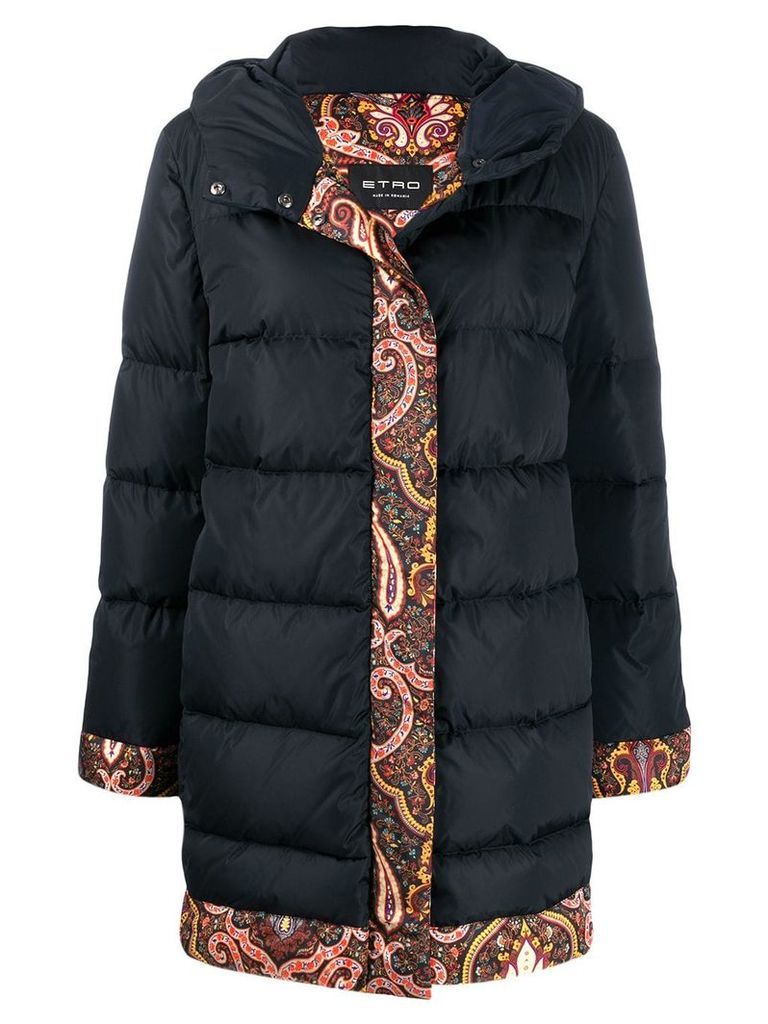 Etro padded hooded paisley coat - Black