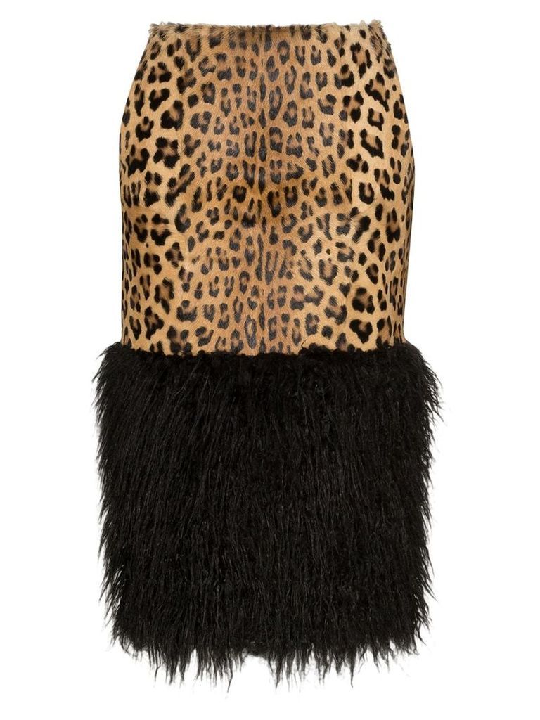 Saint Laurent leopard print pencil skirt - Black
