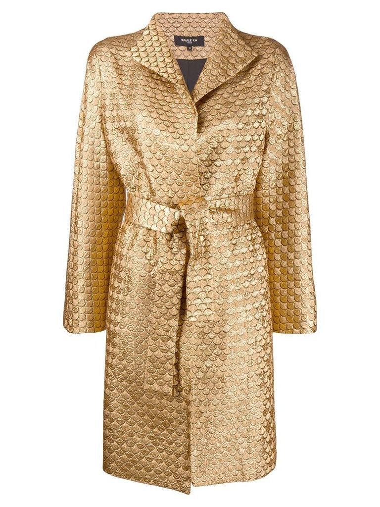 Paule Ka metallic stitched wrap coat - GOLD