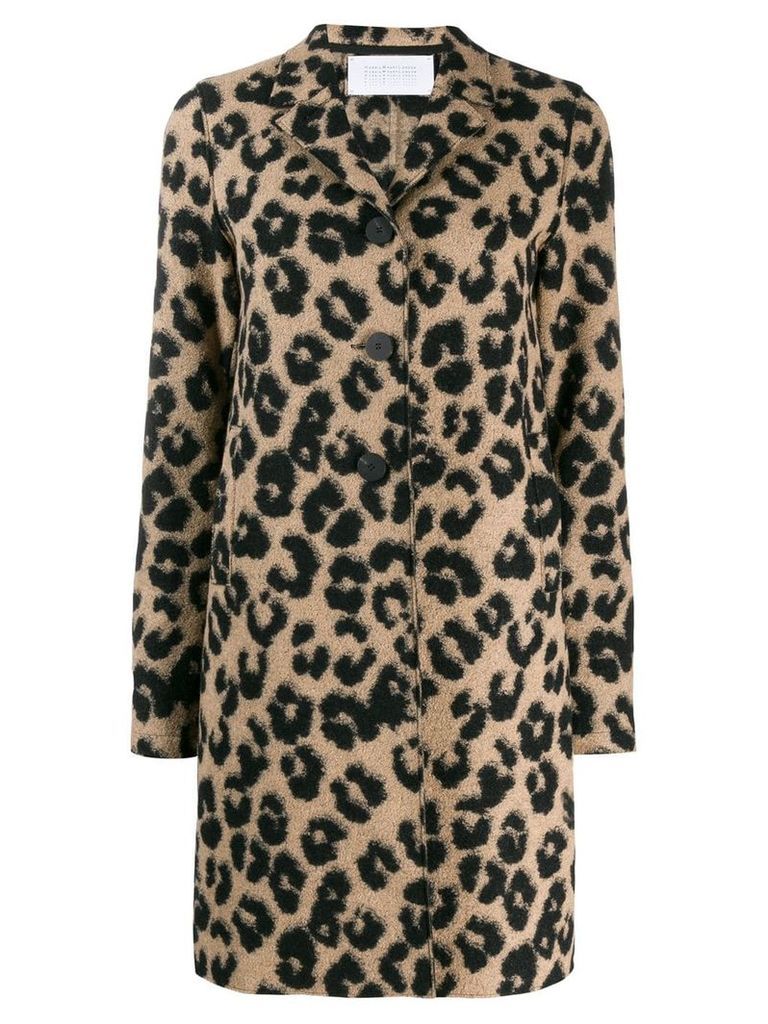 Harris Wharf London leopard print textured coat - Brown