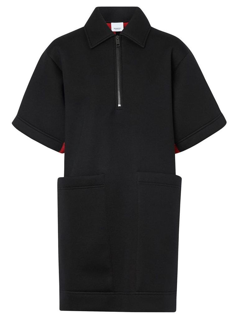 Burberry Two-tone Neoprene Mini Dress - Black