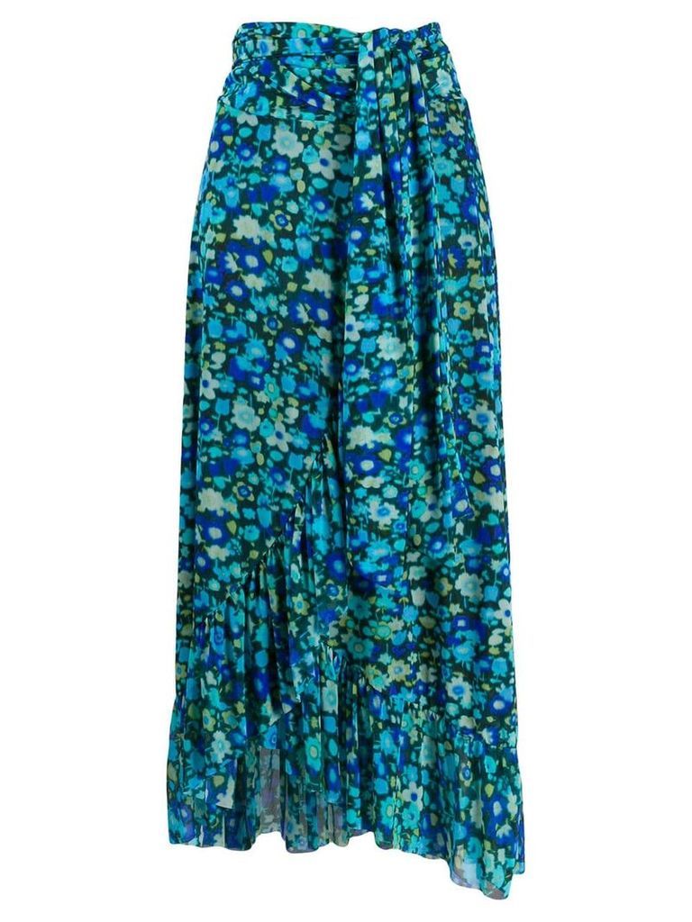 GANNI floral print midi skirt - Blue