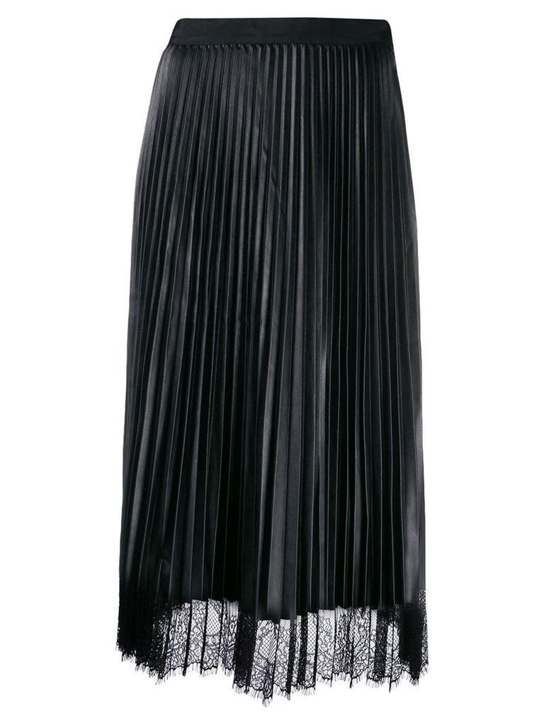 Twin-Set lace trim pleated skirt - Black