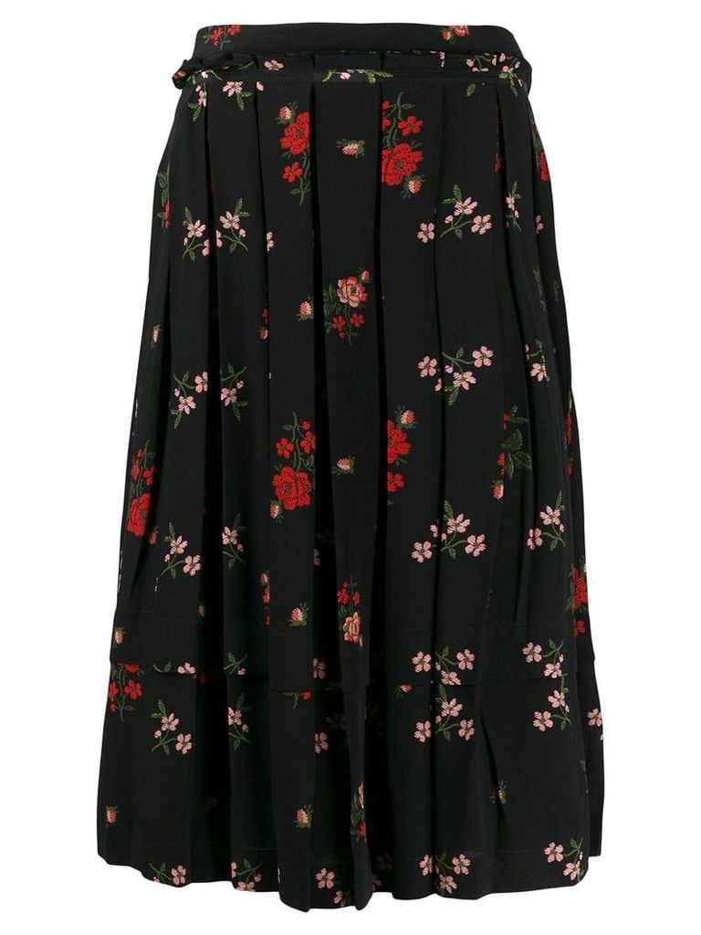 Simone Rocha floral pleated skirt - Black