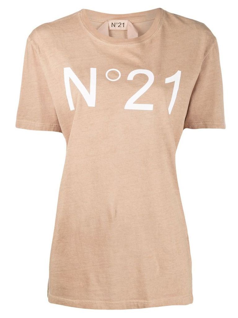 Nº21 logo printed T-shirt - NEUTRALS