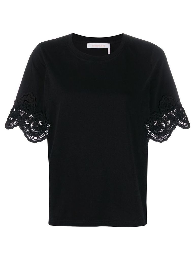 See By Chloé lace sleeve T-shirt - Black