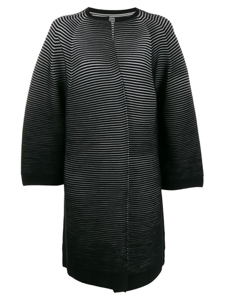Issey Miyake rib knit cardi-coat - Black