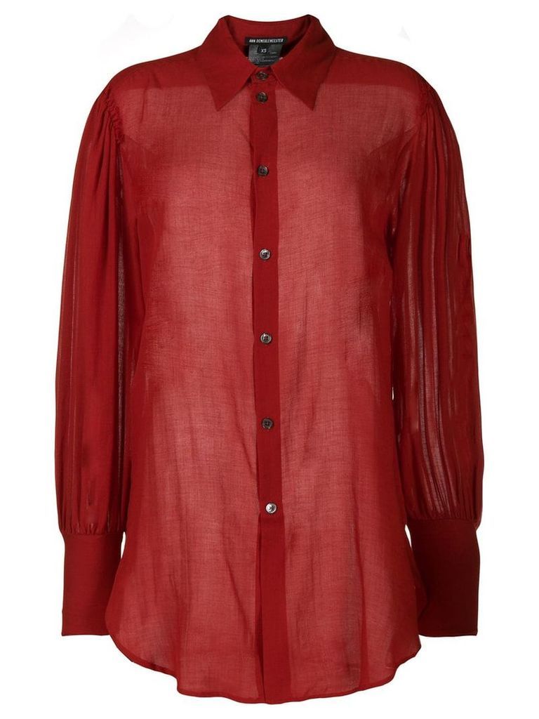 Ann Demeulemeester oversized sheer shirt - Red