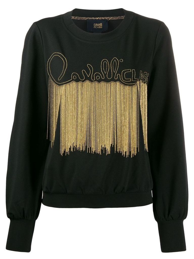 Cavalli Class fringed sweater - Black
