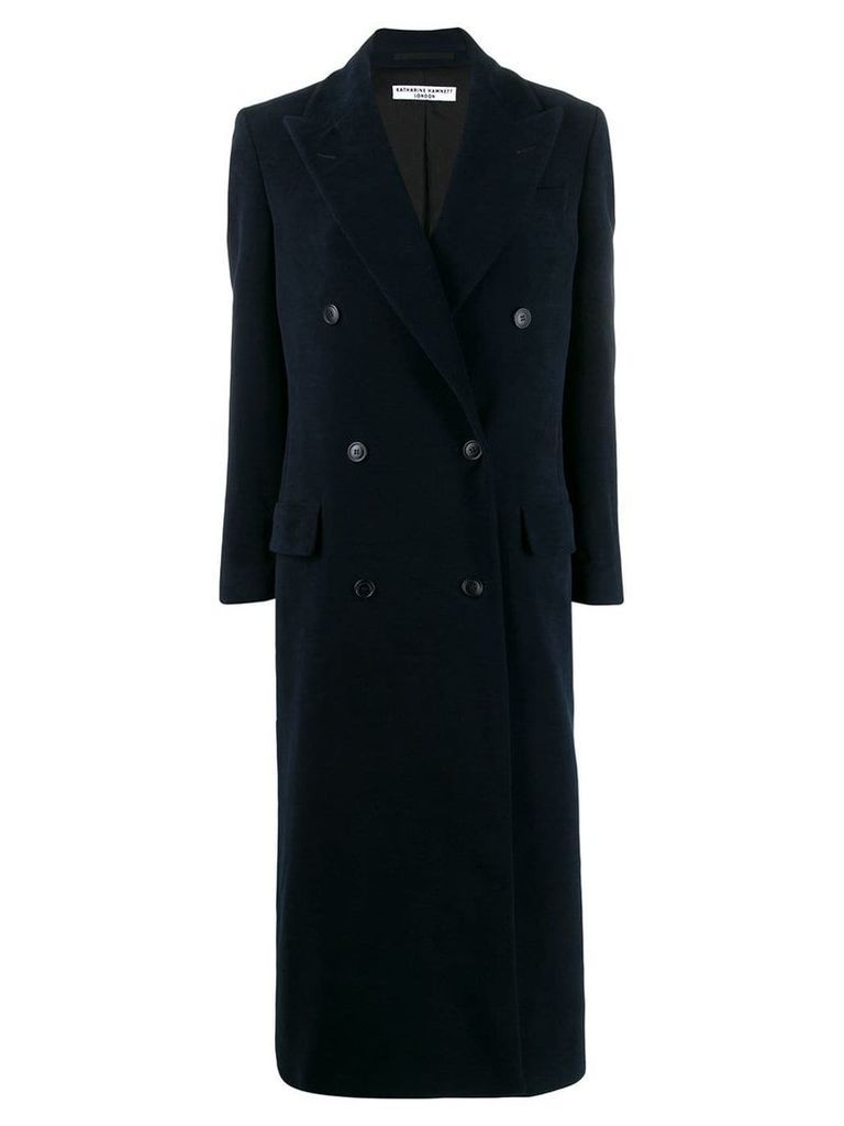 Katharine Hamnett London Simona moleskin long coat - Blue