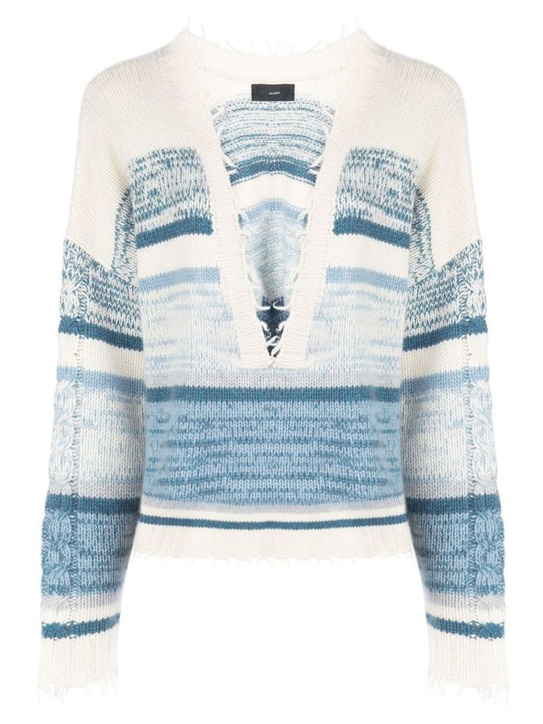 Alanui frayed edge knitted jumper - Blue