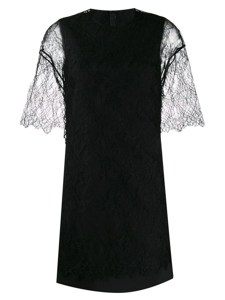 Valentino lace panelled straight dress - Black