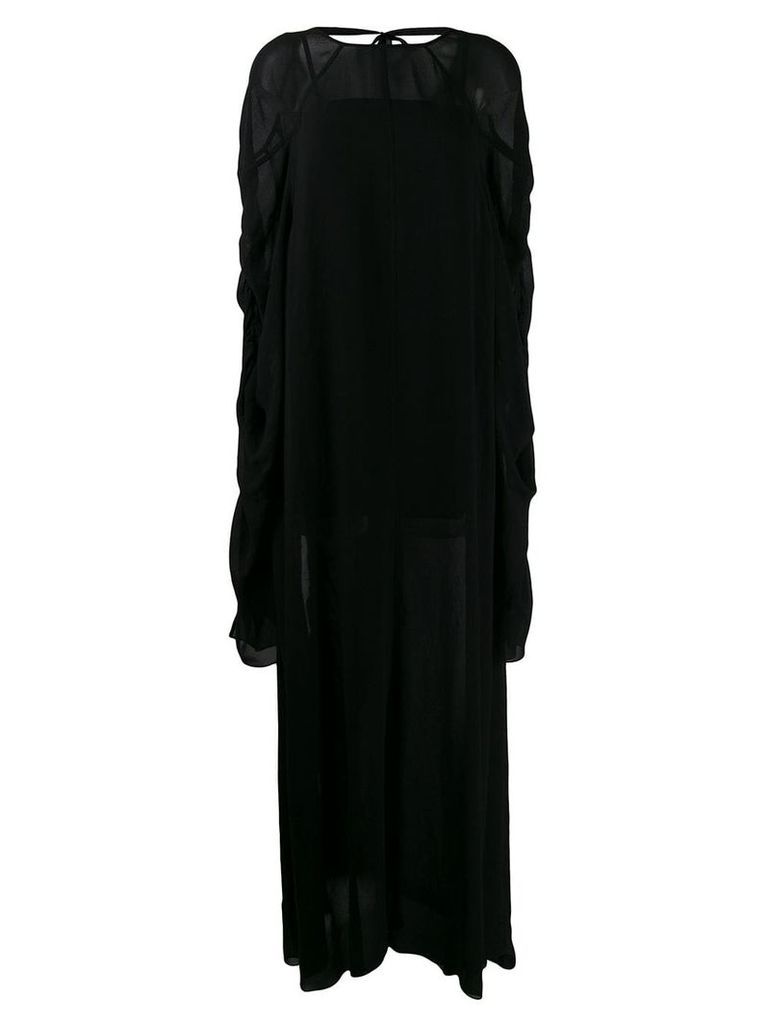 Vera Wang ruched sleeve maxi dress - Black