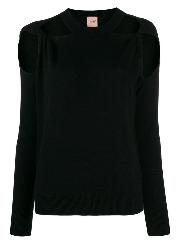 Nude cut-out crew. neck jumper - Black