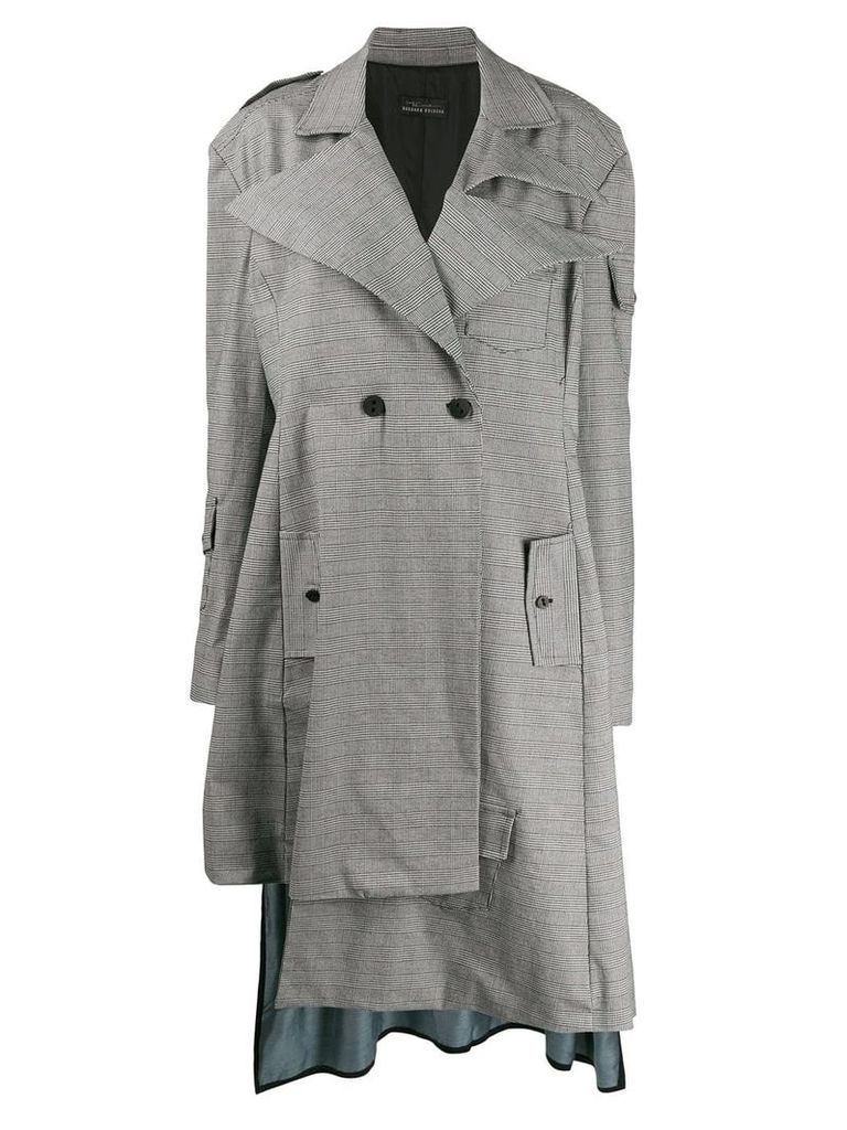 Barbara Bologna contrast-patch plaid coat - Grey