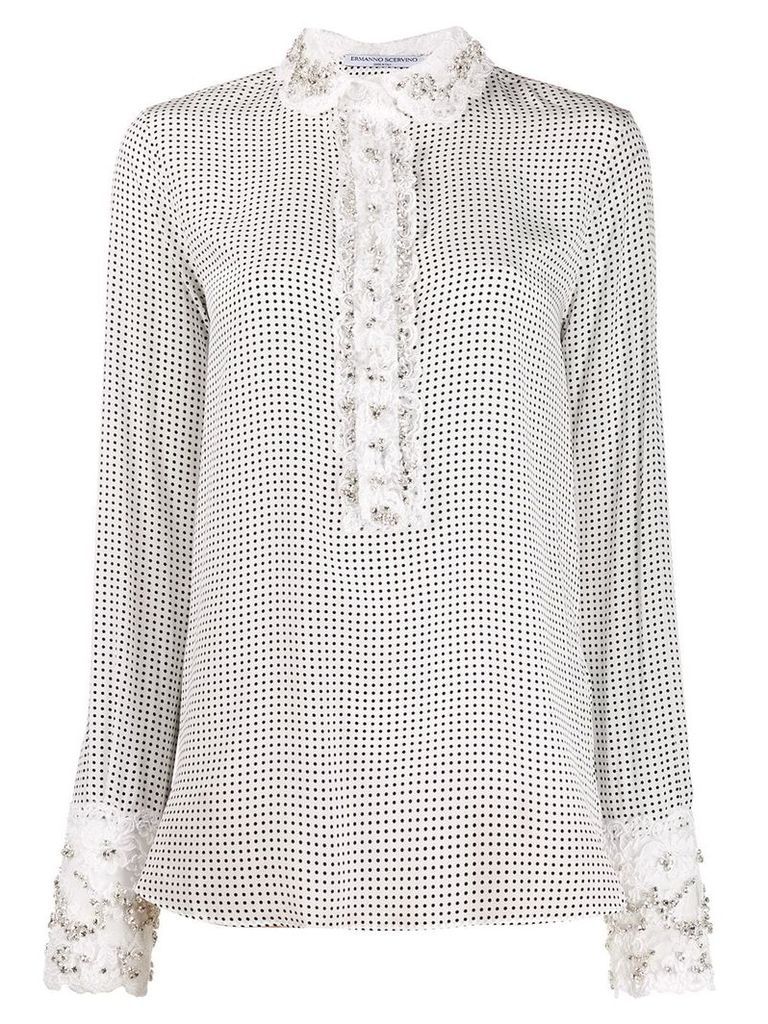 Ermanno Scervino embroidered polka dot blouse - White