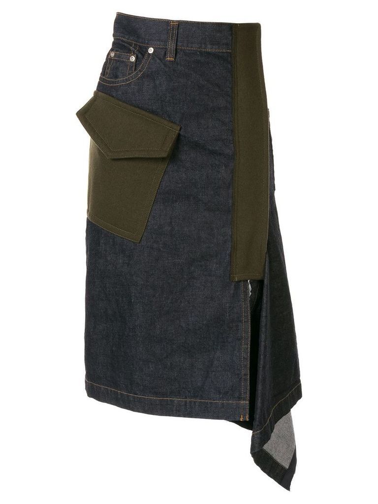 Sacai asymmetric denim skirt - Blue