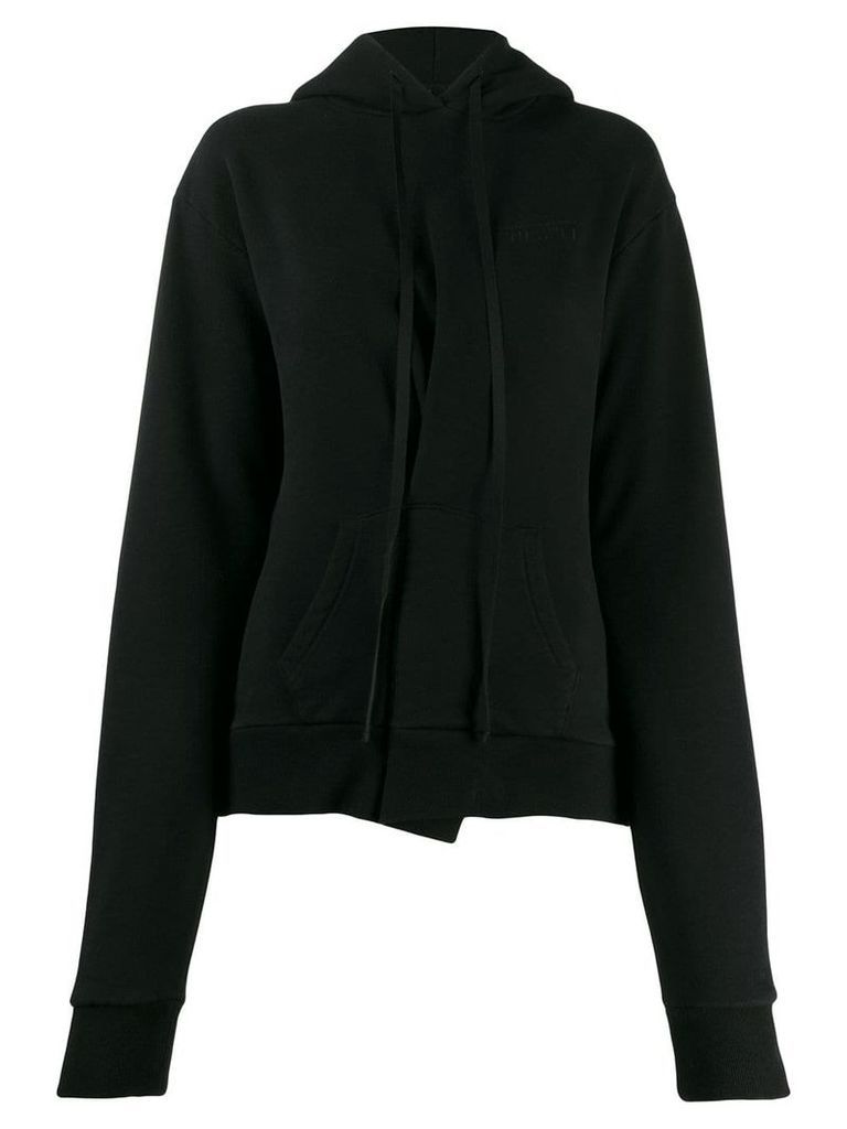 UNRAVEL PROJECT asymmetric pleat hoodie - Black