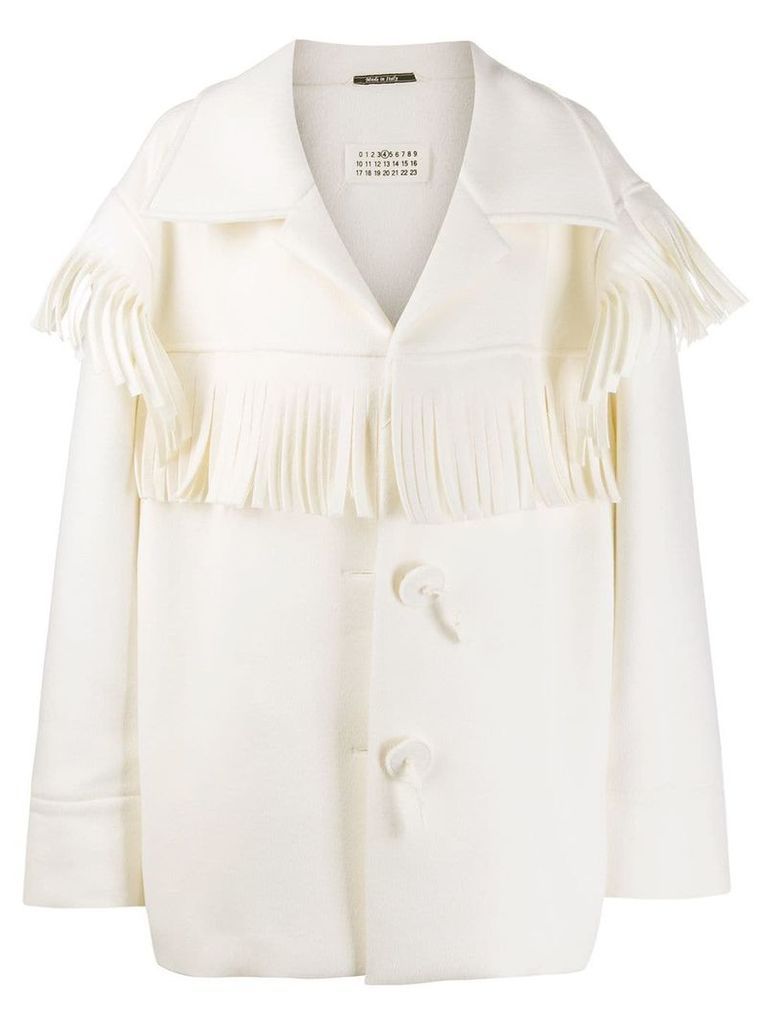 Maison Margiela fringed buttoned coat - White