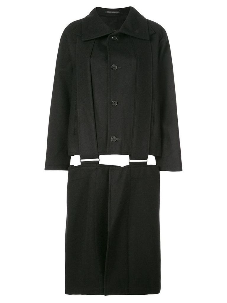 Yohji Yamamoto cut-out detail coat - Black