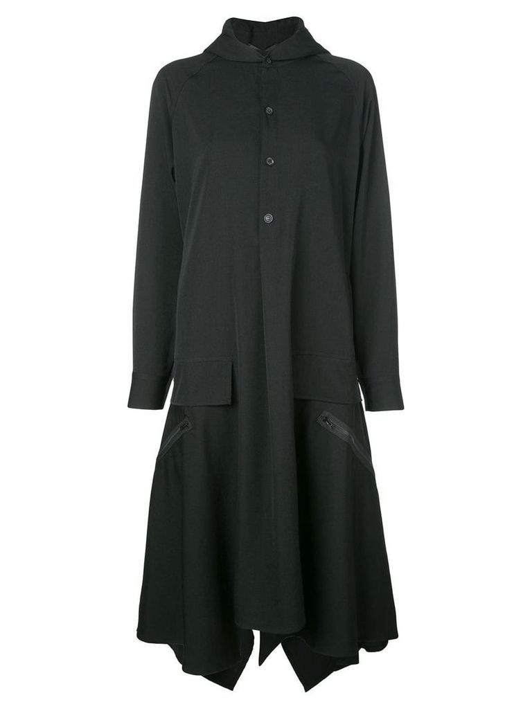 Yohji Yamamoto hooded shirt dress - Black