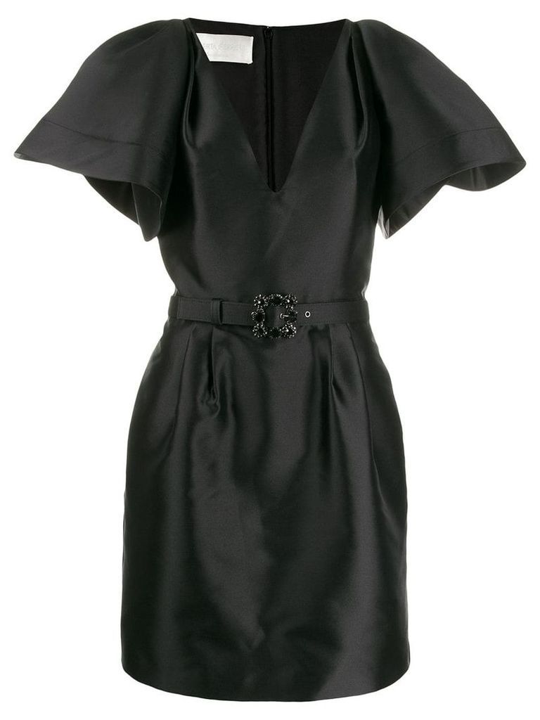 Alberta Ferretti oversized sleeves short dress - Black