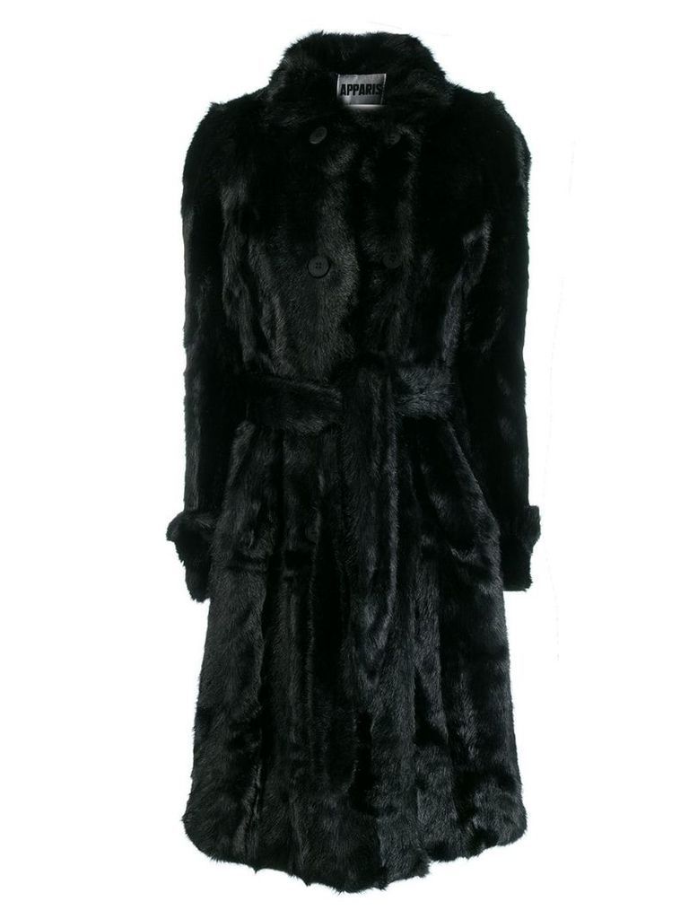 Apparis Avi faux mink trench coat - Black