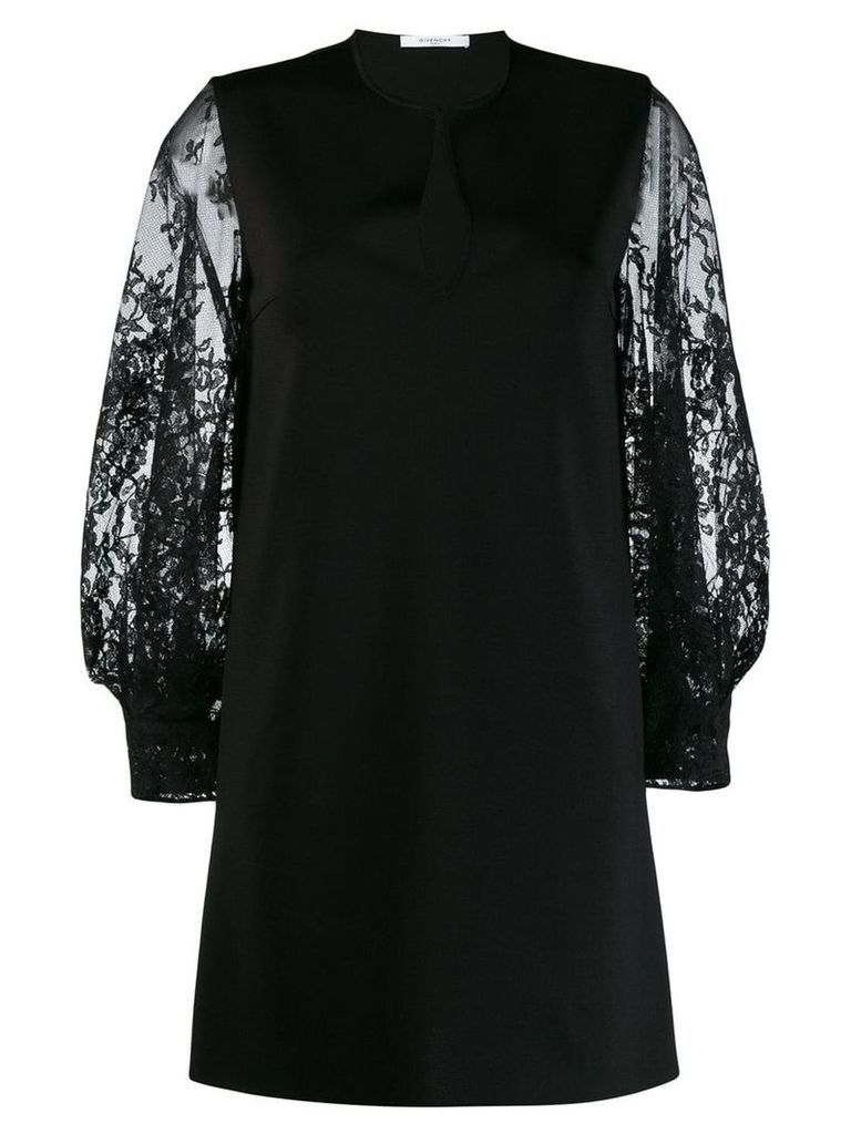 Givenchy floral lace sleeved dress - Black