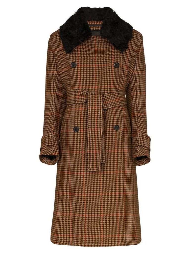 Wales Bonner Houndstooth checked coat - Brown