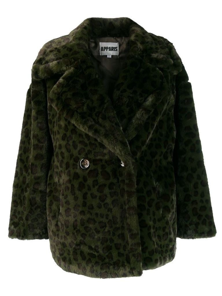 Apparis oversized leopard print coat - Green