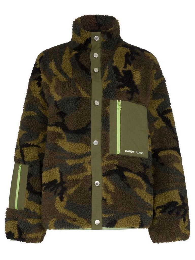 Sandy Liang Rory camouflage fleece jacket - Brown