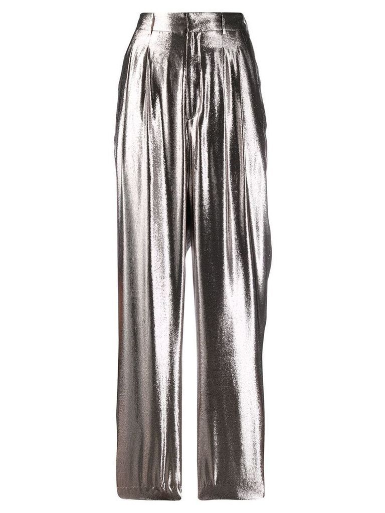 Indress metallic wide-leg trousers - SILVER