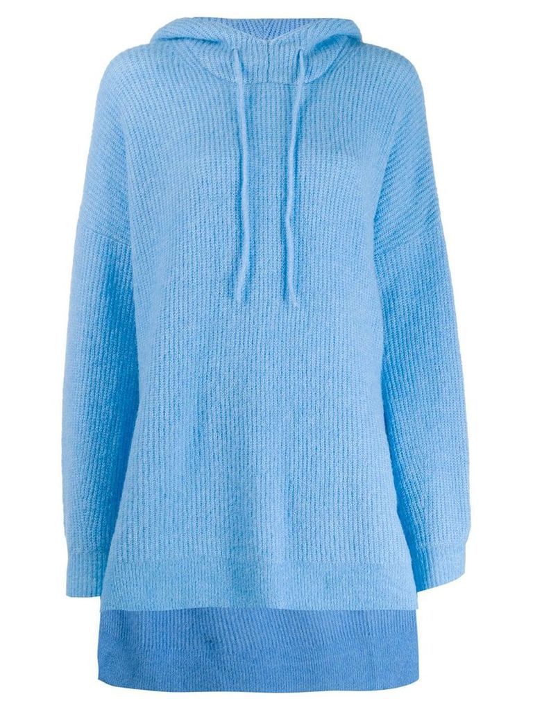 Ganni oversized knit hoodie - Blue