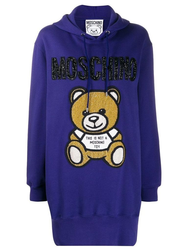 Moschino beaded Teddy Bear hoodie dress - PURPLE
