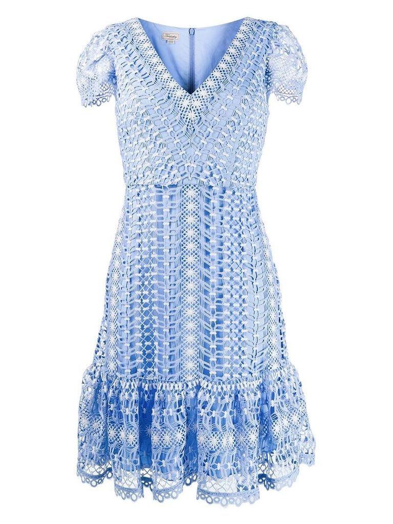 Temperley London short-sleeved crochet dress - Blue
