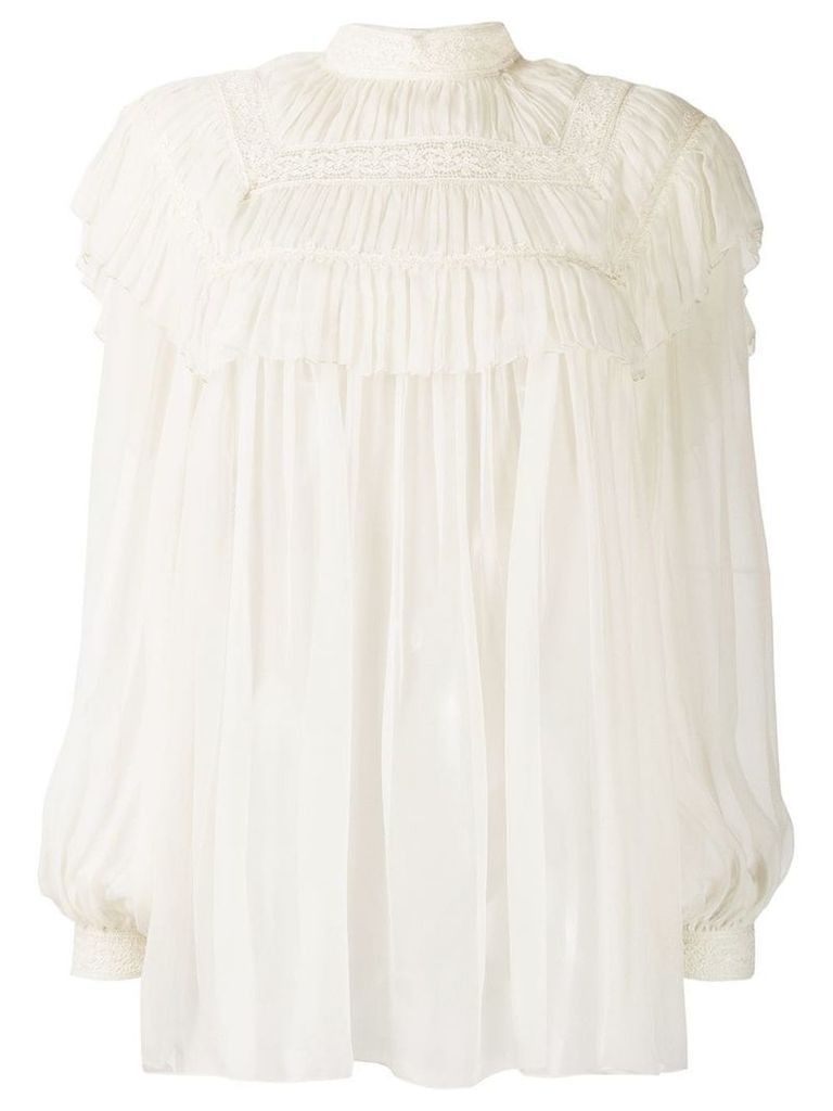 Alberta Ferretti embroidered lace blouse - White