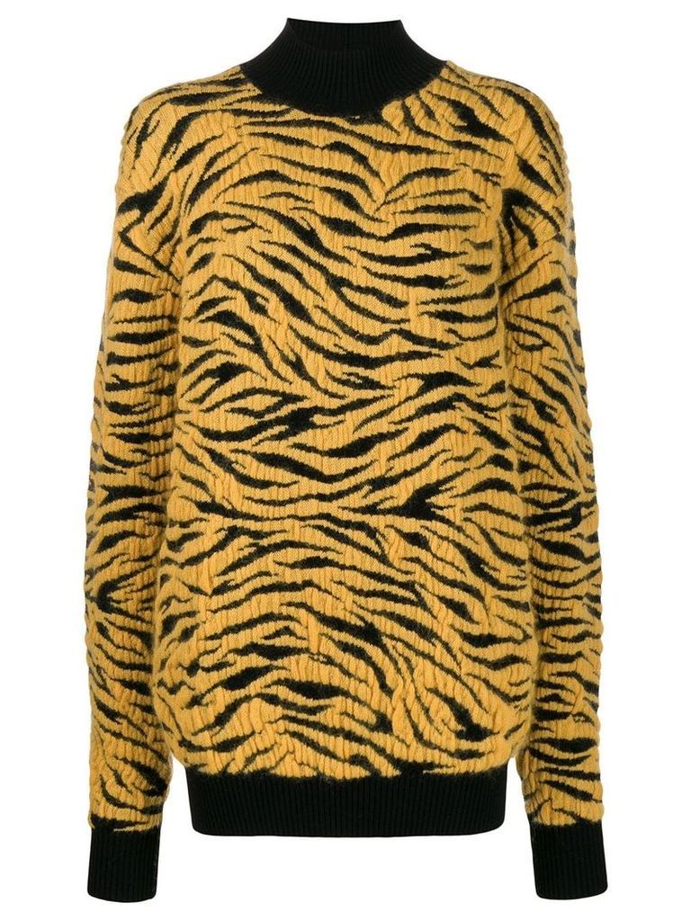 Kwaidan Editions knitted tiger rollneck jumper - Yellow