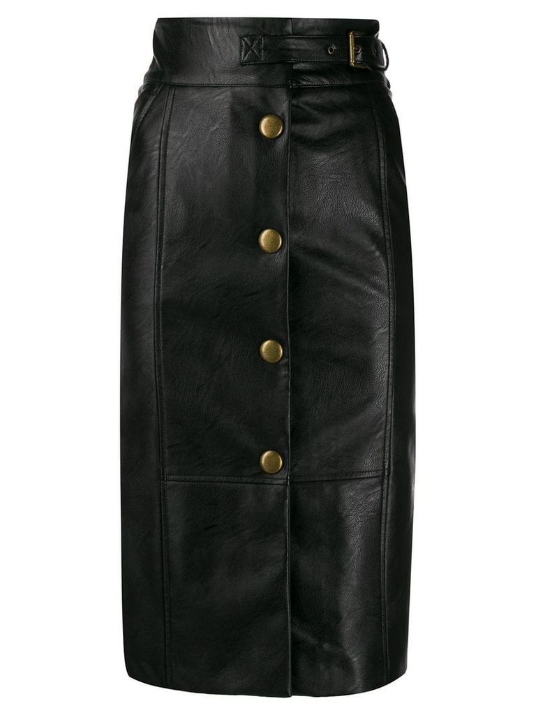 Twin-Set faux leather buttoned midi skirt - Black