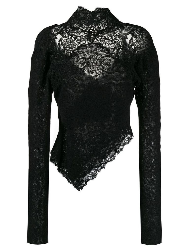 Ermanno Scervino long-sleeved lace top - Black