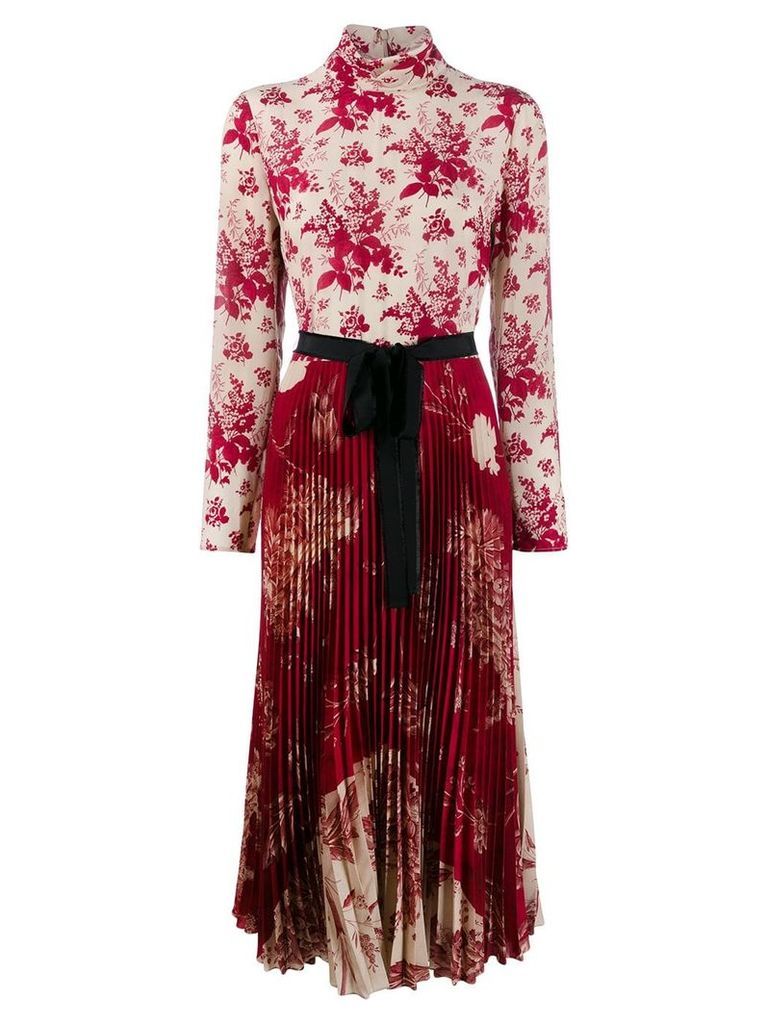 Red Valentino floral pleated dress - NEUTRALS