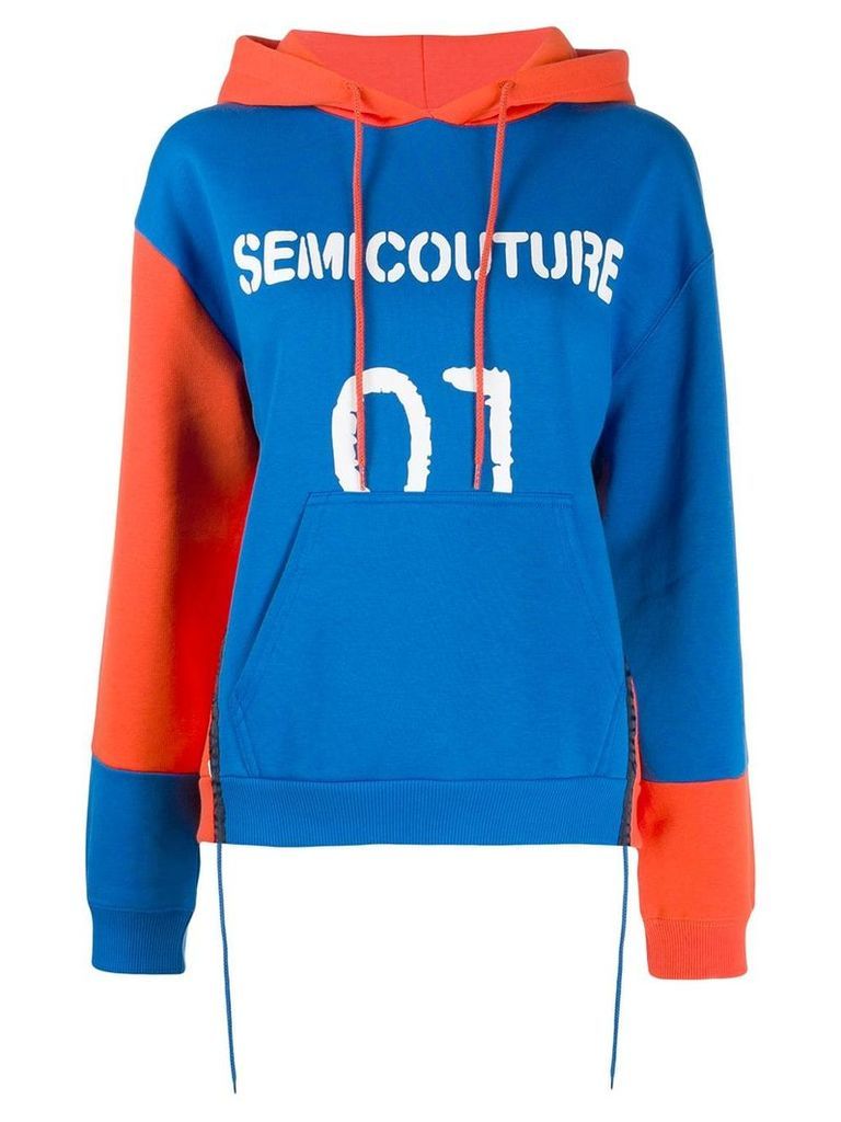 Semicouture logo print hoodie - Blue