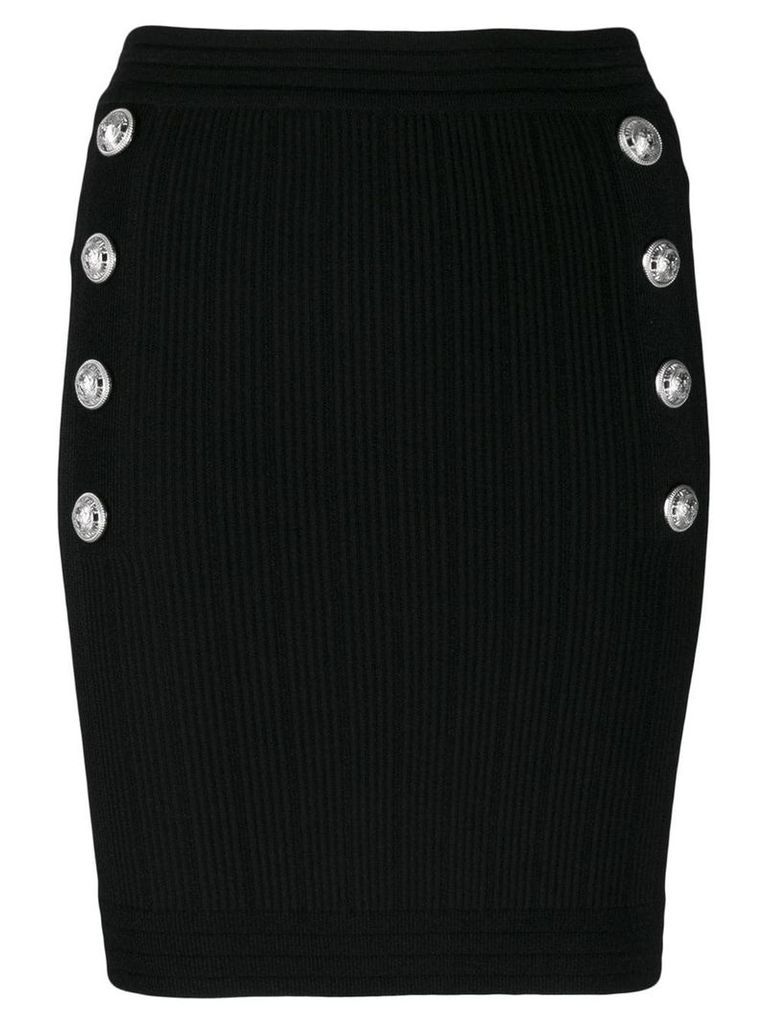 Balmain embossed button skirt - Black