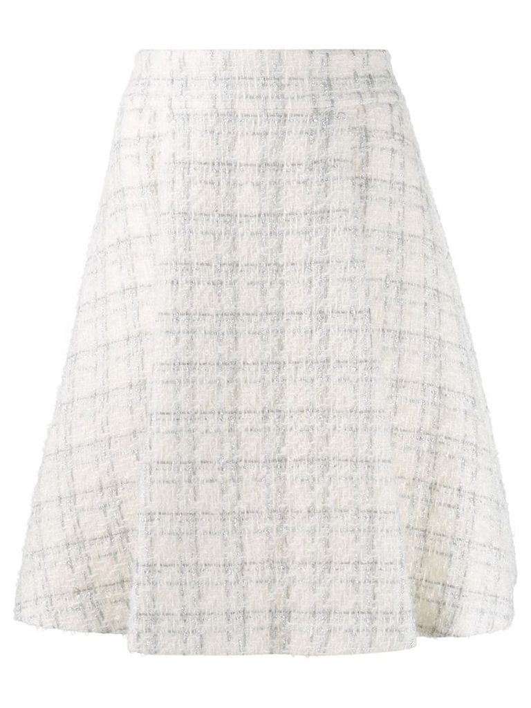 Genny checked tweed a-line skirt - White
